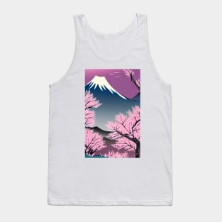 Fujiyama with cherry blossom trees, ukiyo e Tank Top